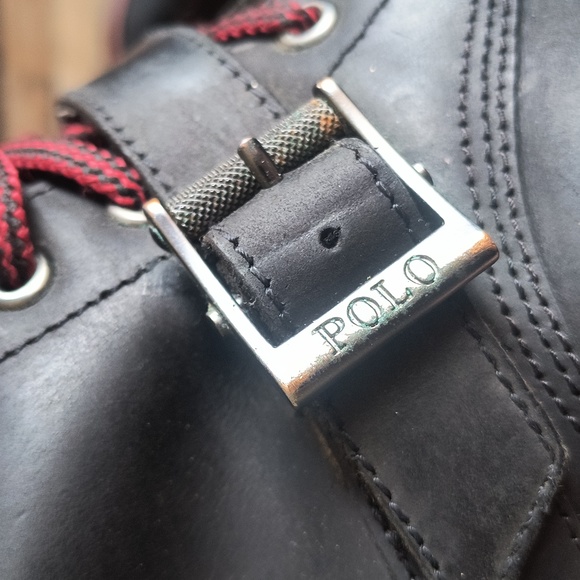 Polo Ralph Lauren Double Strap Leather Maurice Moto Boots Black Sz 12 Men - Picture 8 of 17